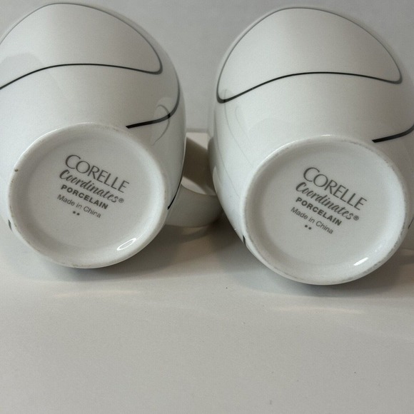 Corelle Corning Simple Lines Cup Set of 2, Square, Black Curved Lines On White - Picture 6 of 9